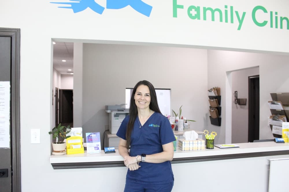 Family Nurse Practitioner Melissa Herpel posed in the waiting room of her Porter clinic