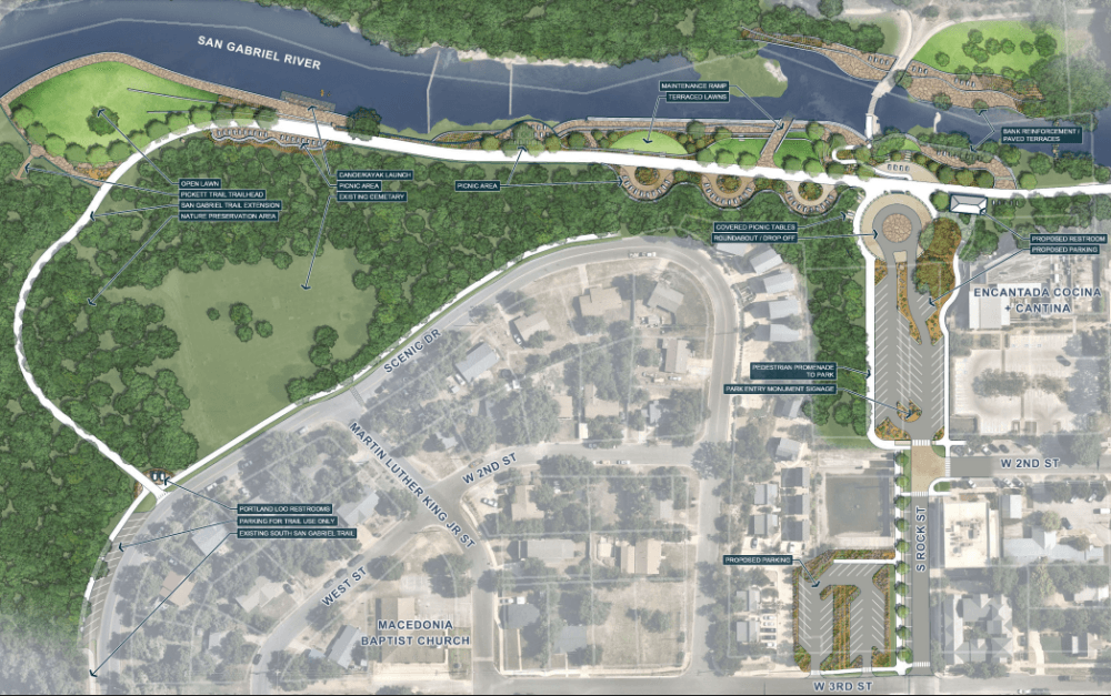 Blue Hole Park's new draft master plan blends two different concepts presented to Georgetown City Council members in February. 