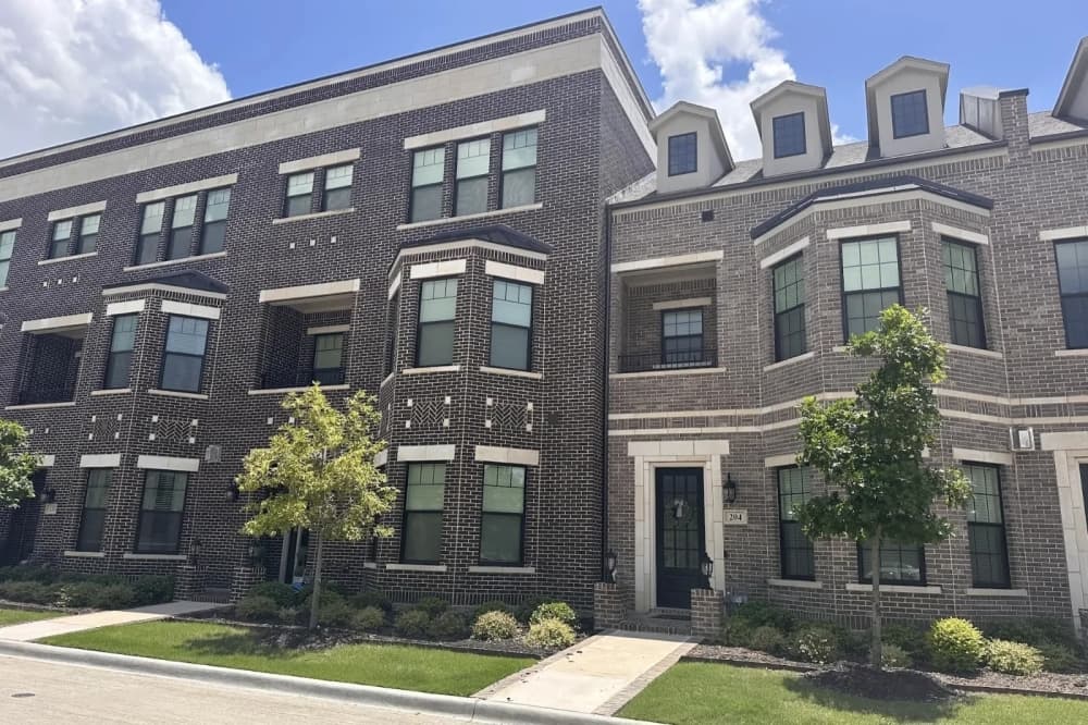 An exterior view of two-story townhomes in Roanoke