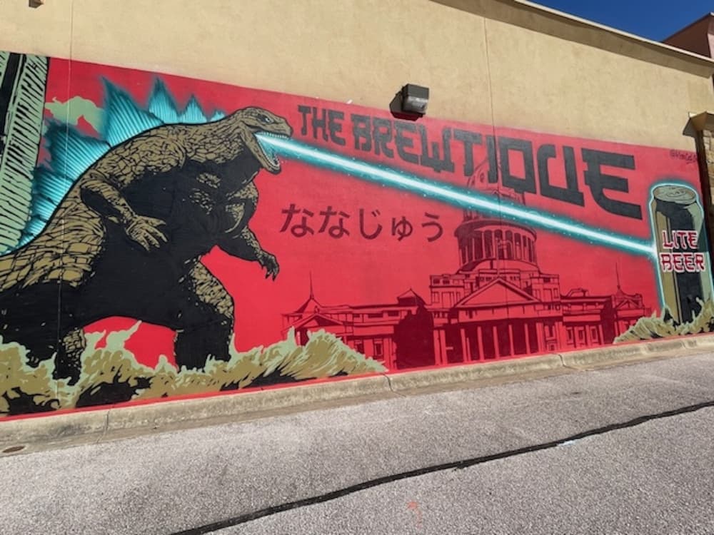Photo of the mural outside the business. 