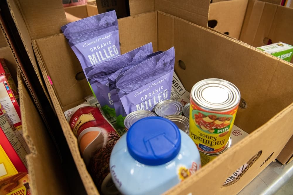 supplies in a food pantry