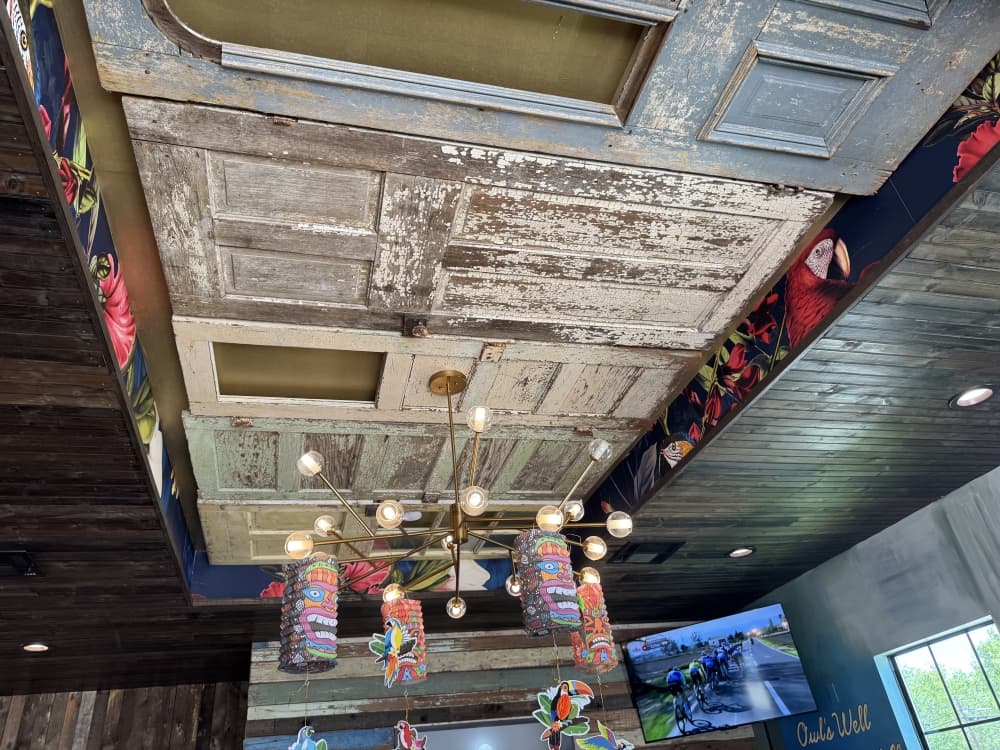 Images of a bar ceiling. 