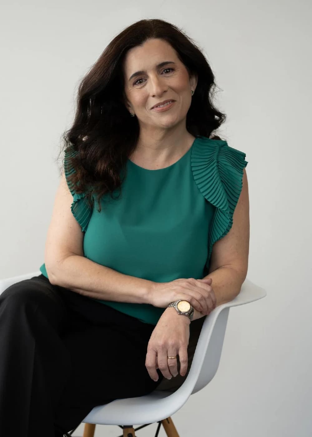 woman in green shirt 