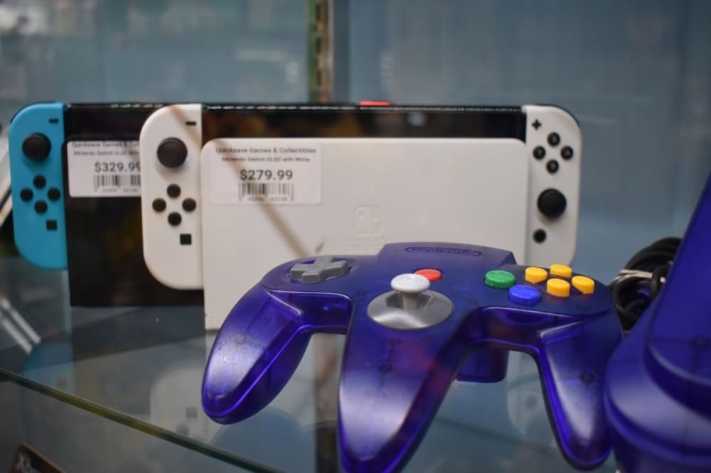 Quicksave Games and Collectibles owner Taylor Krinkie said the oldest console they have in-store is the Nintendo Entertainment System from around 1985. (Julianna Washburn/Community Impact)