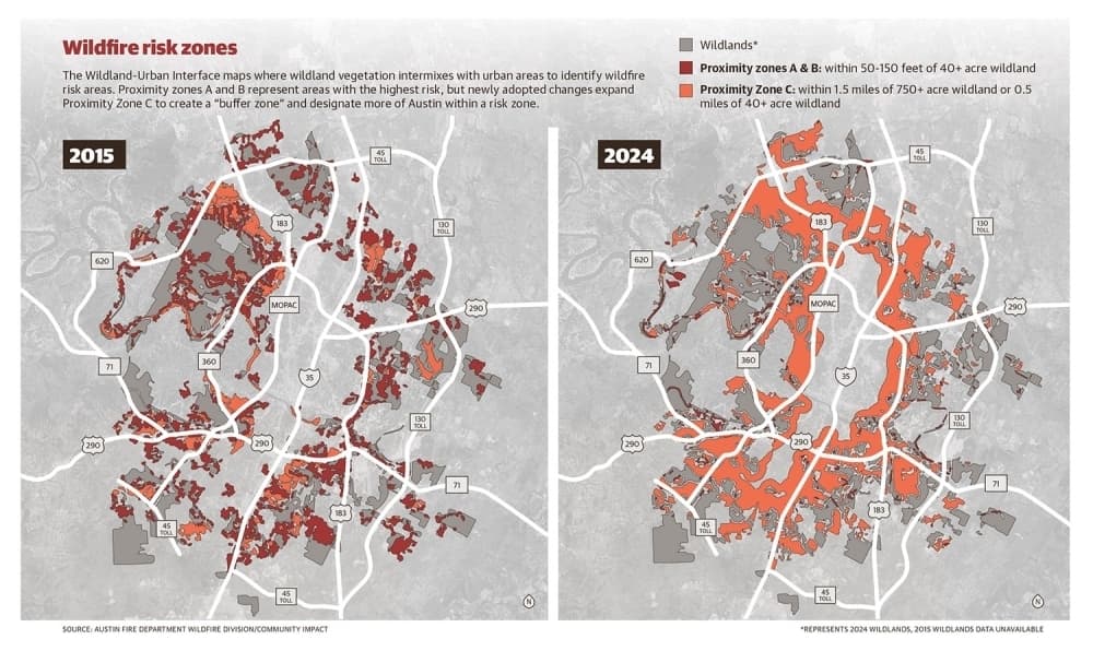 2015 and 2024 WUI Code map comparison