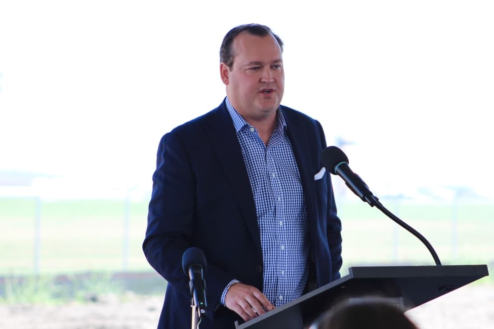 Collin McLochlin, regional director for the office of U.S. Senator John Cornyn, spoke at the groundbreaking event.