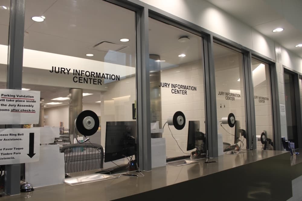 inside a juror processing center.