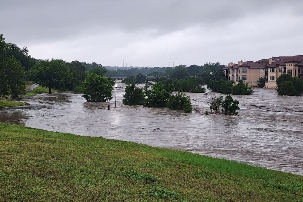 At 7:59 a.m. July 5, Georgetown resident Debbie Spivey captured water levels rising in the San Gabriel River across from Two Rivers Apartments. 