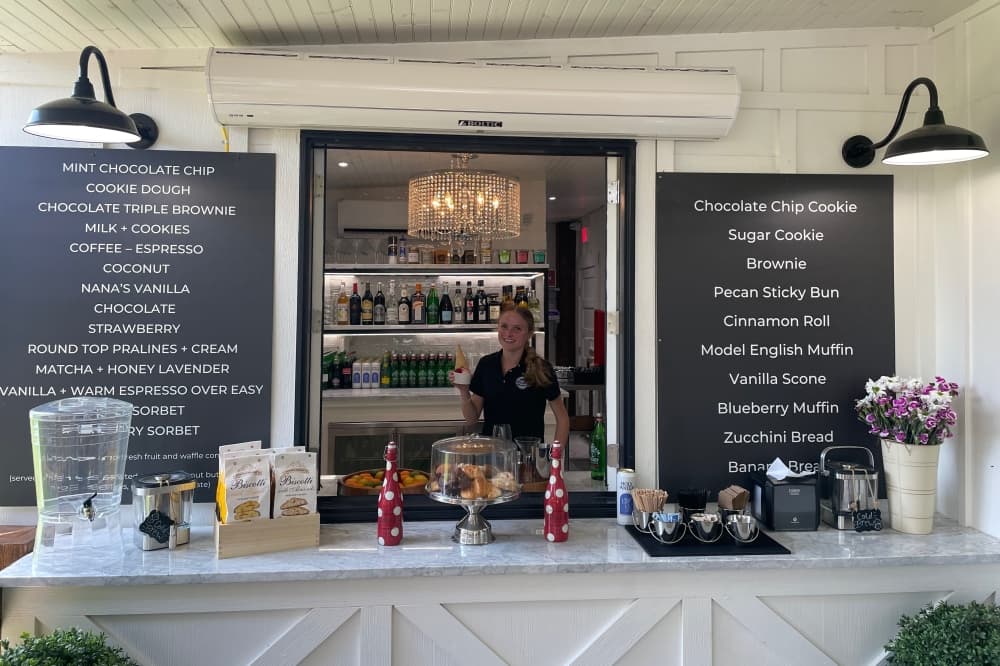 A walk-up window with the menu of what's served. 