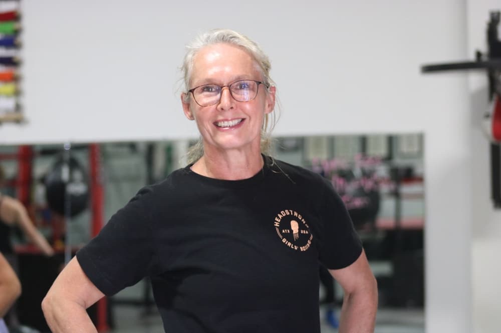 An image of owner of Austin Women's Boxing Club Julia Gschwind. 