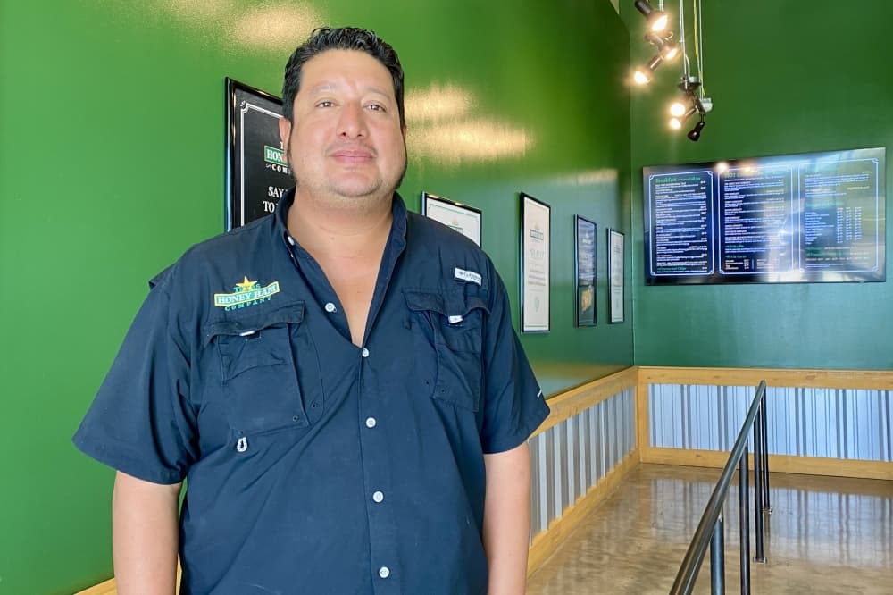 Co-owner Robert Stiller invested in Texas Honey Ham when he was 21 years old. He spends most of his time at the Georgetown location since its opening in April. (Katlynn Fox/Community Impact)
