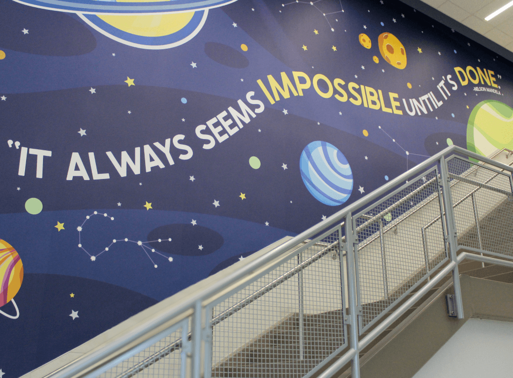 Mission Bend Elementary in Fort Bend ISD inspires creativity and curiosity in students through vibrant, educational wall art.