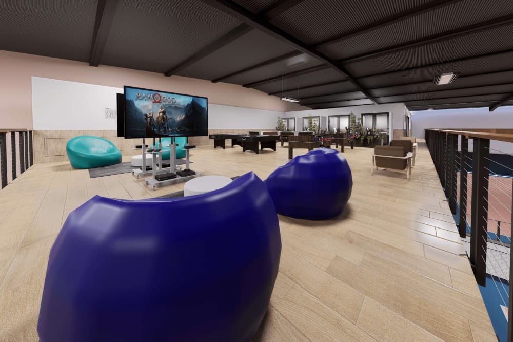lounge and gaming area