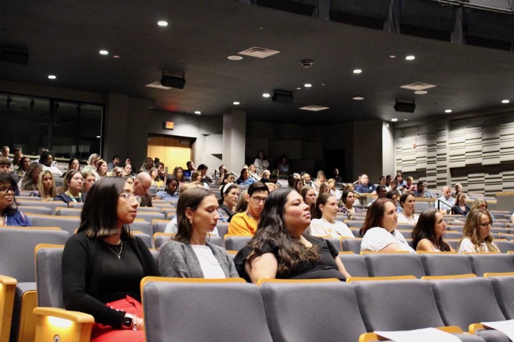 Teachers in a crowd