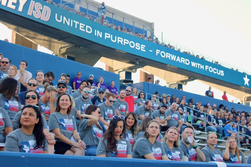 McKinney ISD teachers and staff in a crowd