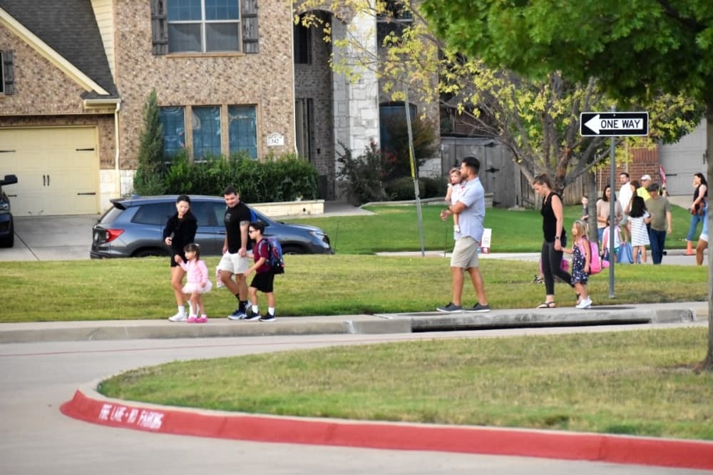 students walking