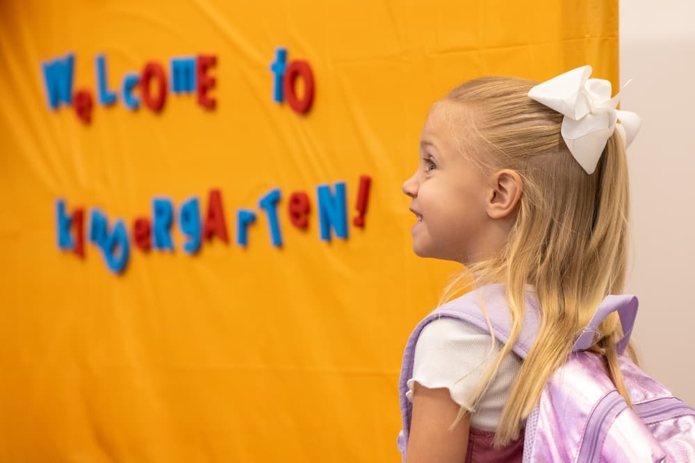 A Hutto student heads to the first day of kindergarten. (Courtesy Hutto ISD)