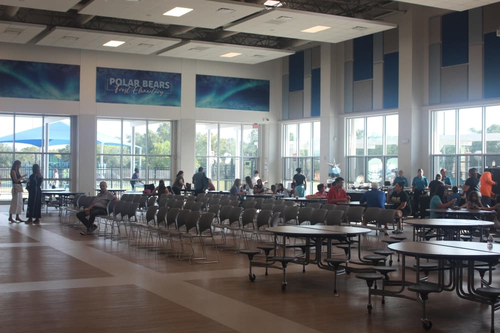 The inside of a cafeteria
