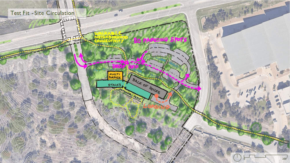 A potential layout for the new library site was shared at an Aug. 12 City Council meeting. (Courtesy city of Bee Cave)