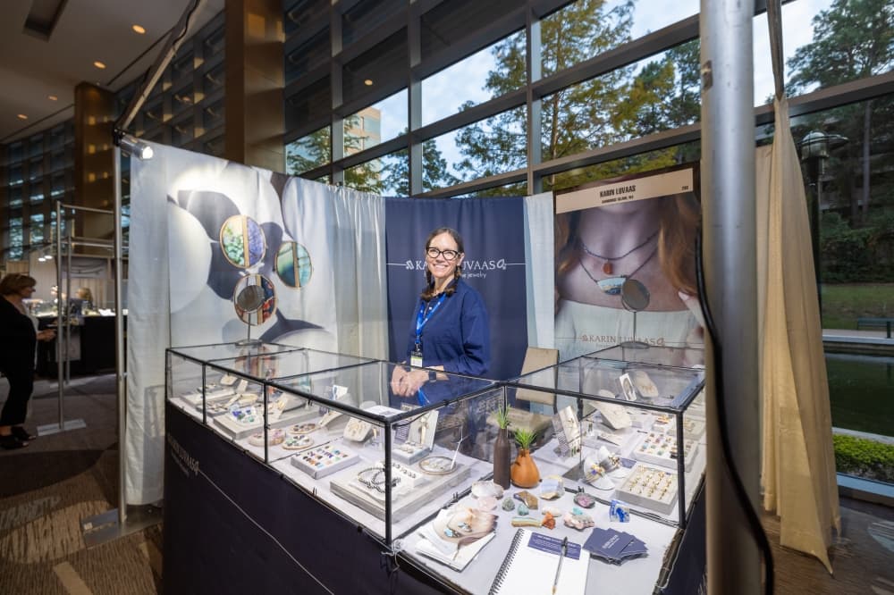 an artist with a display