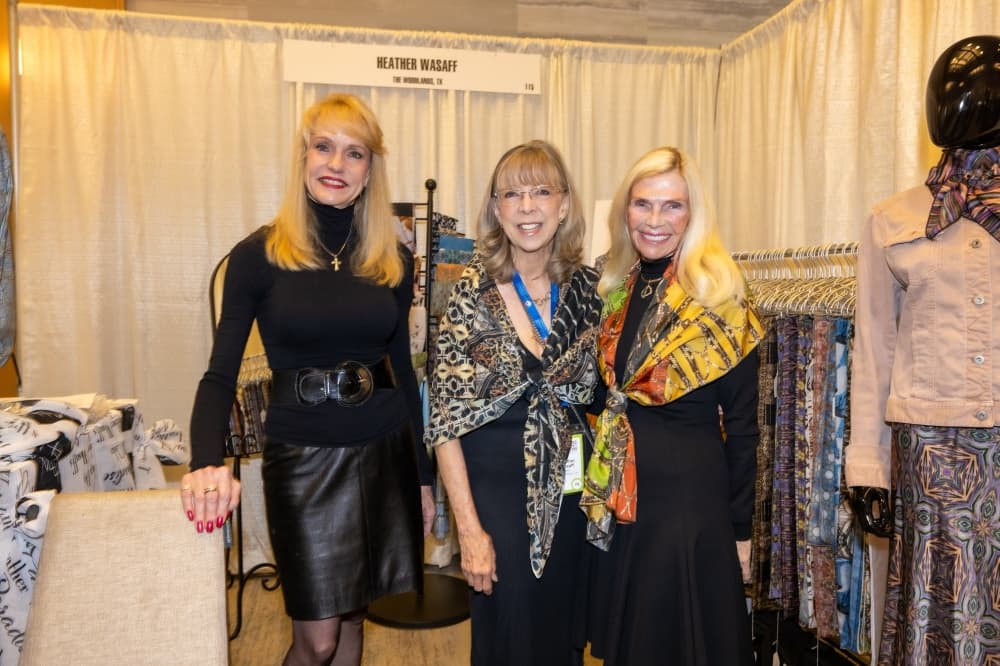 Local artist Heather Wasaff poses with community members Nelda Blair and Ann Snyder. (Courtesy The Woodlands Arts Council)