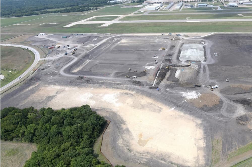 Aerial site photo of the terminal site under construction