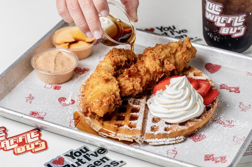 The Waffle Bus now serving waffle sandwiches in Bridgeland