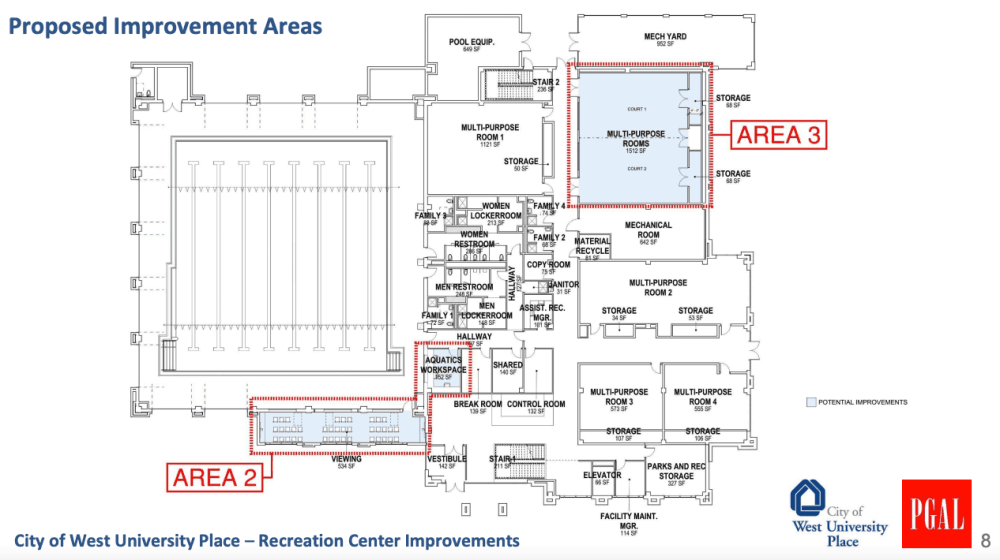 A blueprint site plan of potential center improvements.