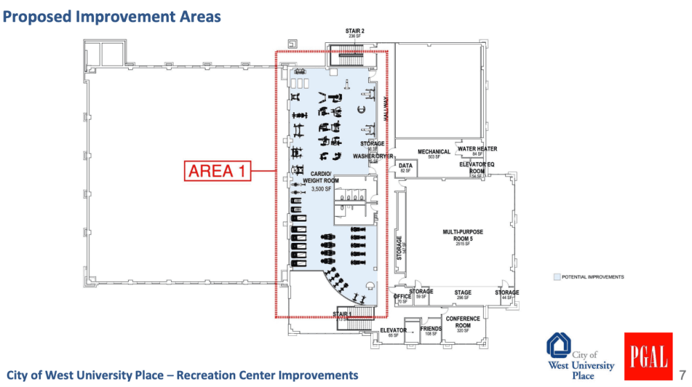 A blueprint site plan of potential center improvements.