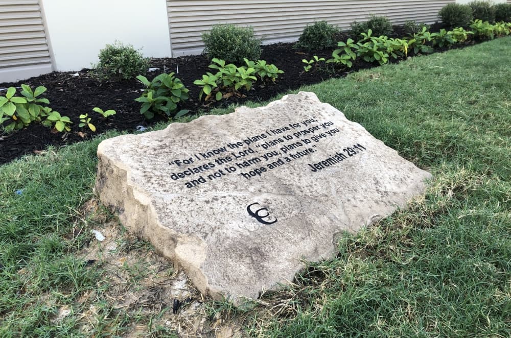 rock with Bible verse
