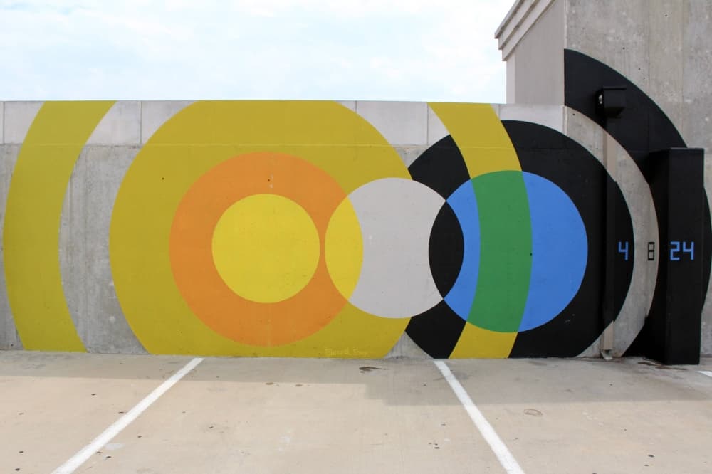 Eclipse mural on a building. 