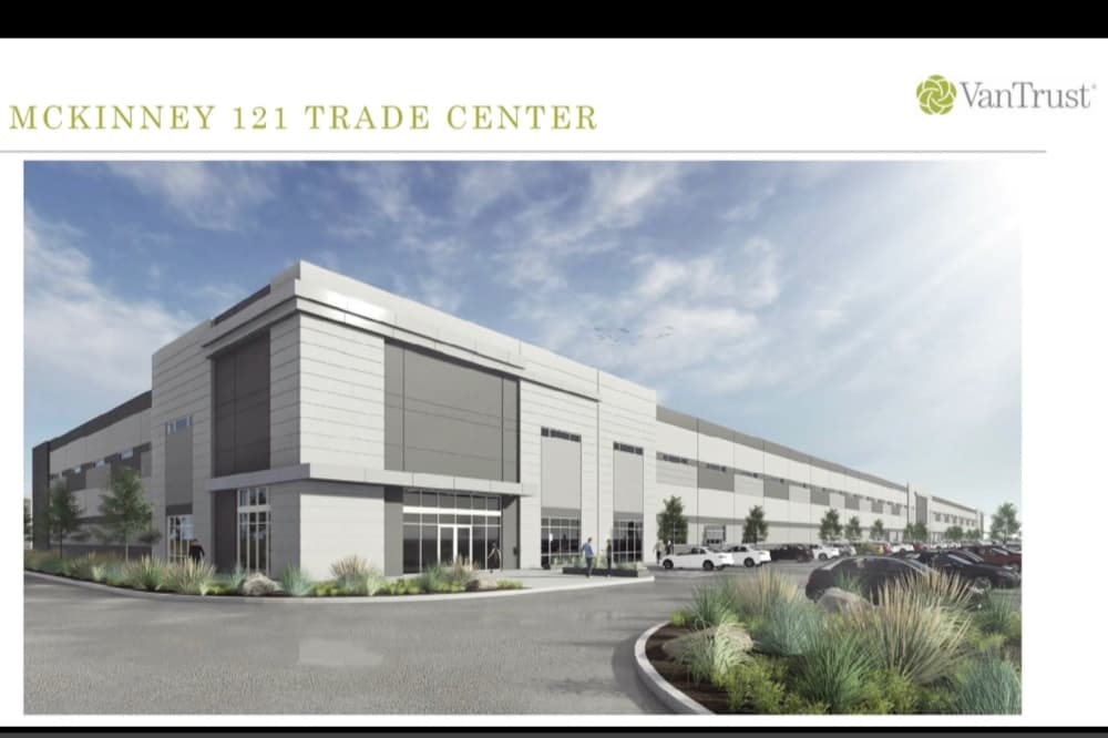 Screenshot of a meeting slide from Sept. 2 McKinney City Council depicting a rendering of the industrial project. 