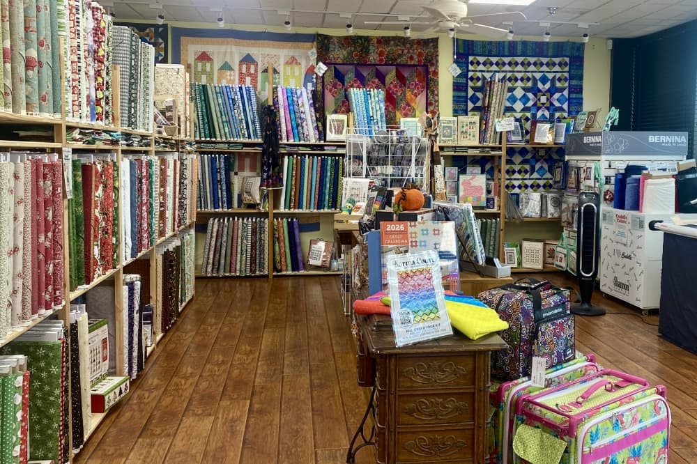 Bailey has expanded the business to around 9,000 square feet, which includes a classroom, store, quiltmaking lab and more. (Katlynn Fox/Community Impact)