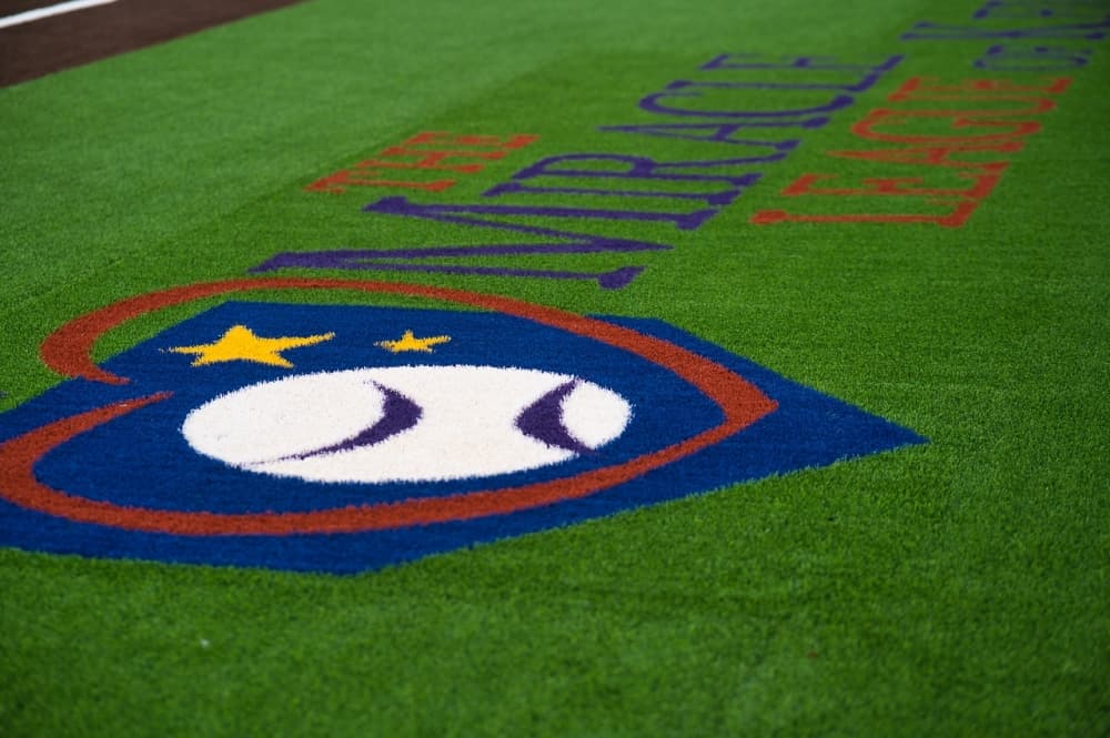 The Miracle League of Keller logo on Miracle Field at Keller Sports Park