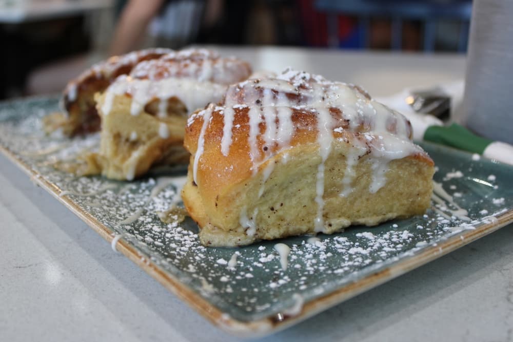 cinnamon roll french toast at the Brunch District