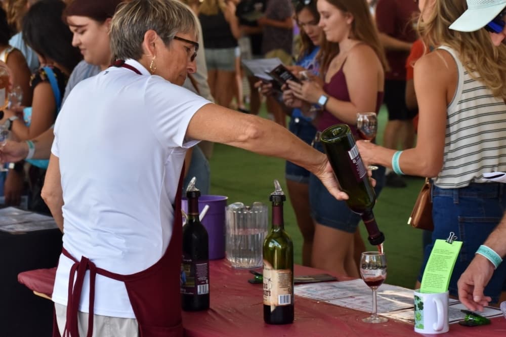 wine being poured 