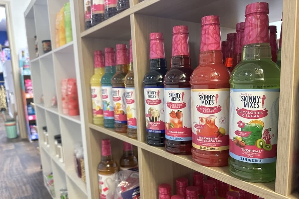 Margie's Gift Shop sells Skinny Mixes and Skinny Syrups. (Amira Van Leeuwen/Community Impact)