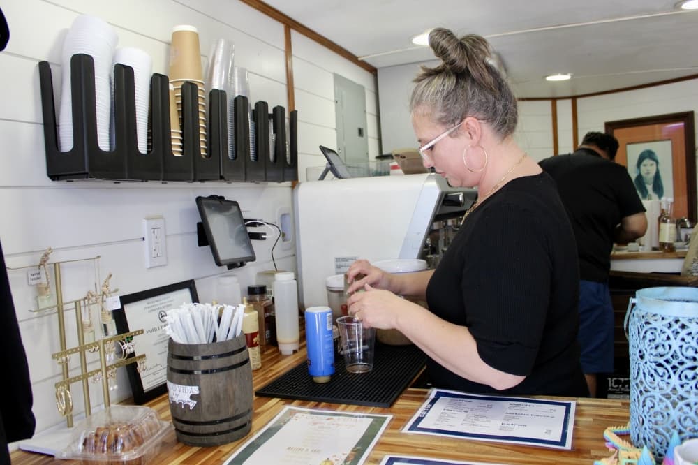 Stephanie making coffee