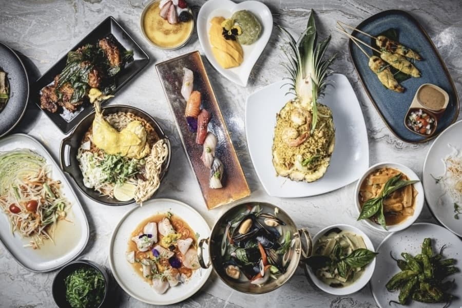 array of food plates