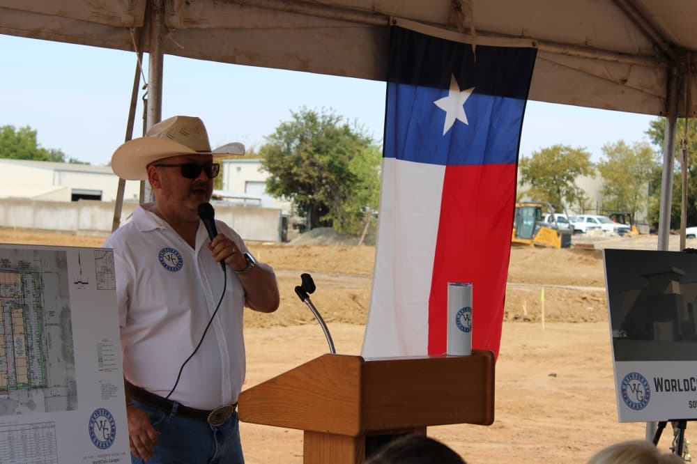 Gary Shimmin shared details about the WorldClass Garages facility opening in 2026 at a groundbreaking ceremony.