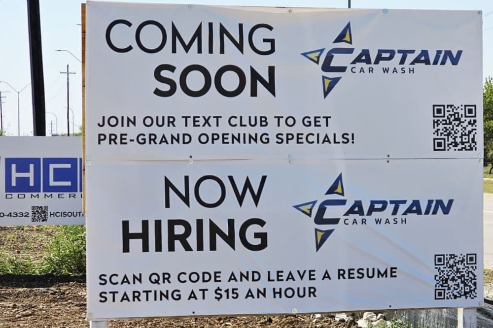 Signage in front of Captain Car Wash Co. on Oct. 2, 2025