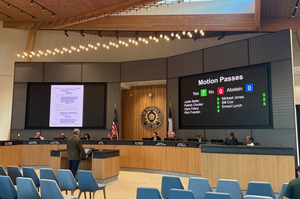 McKinney City Council members cast votes on a licensing agreement for a community farm during an Oct. 6 meeting held at McKinney City Hall.