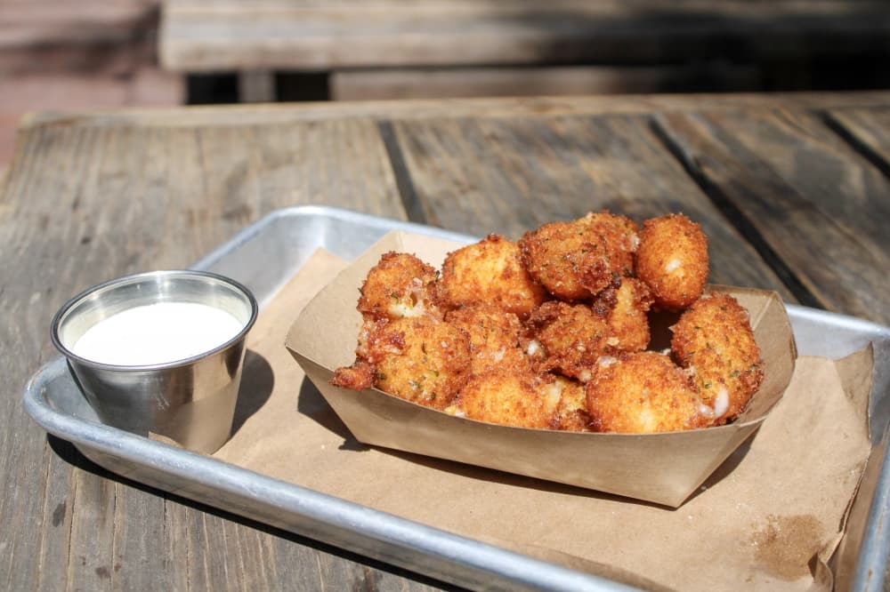 An image of the fried cheese curds. 