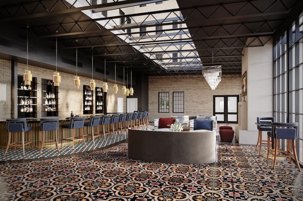 rendering of a hotel lobby