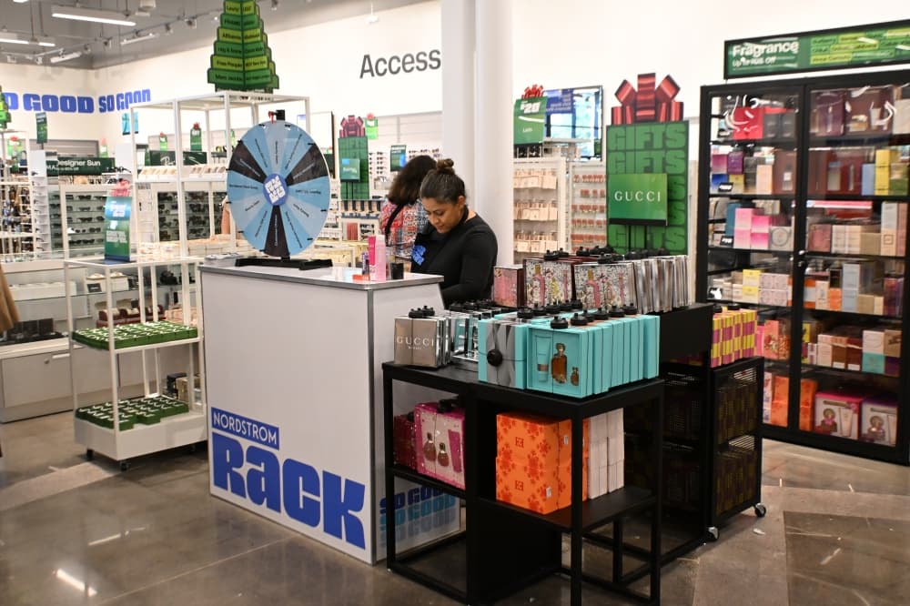 A beauty kiosk inside Nordstrom Rack