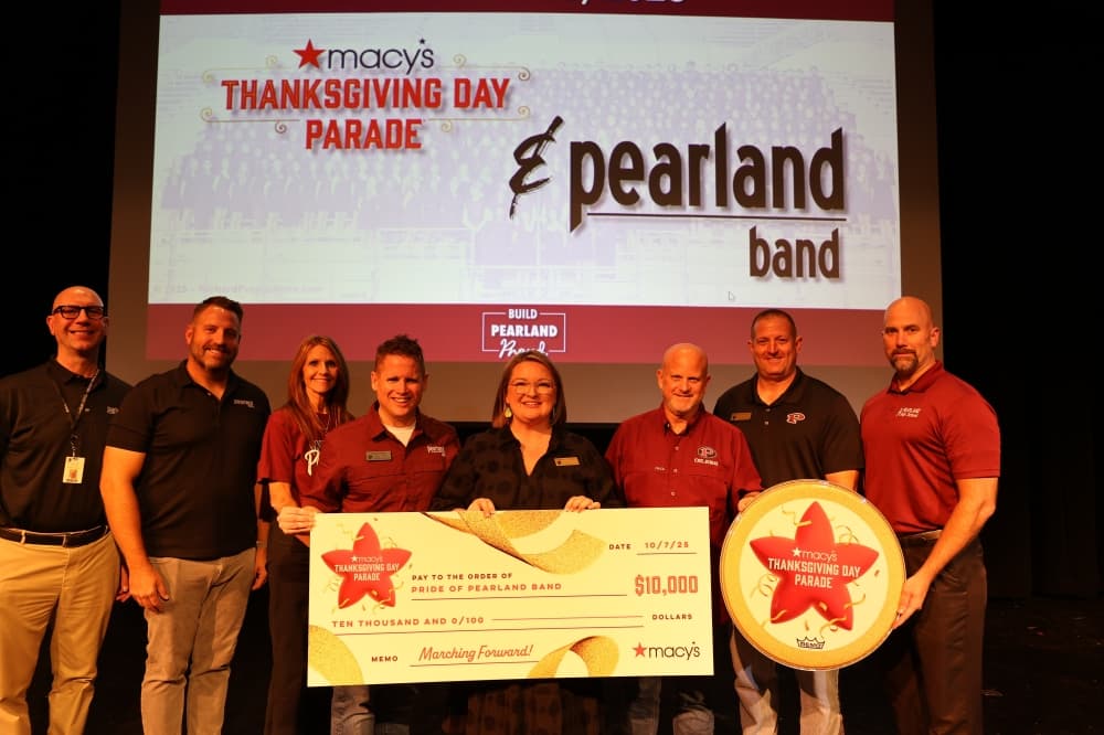 The band also received a $10,000 grant from Macy’s to kick-start fundraising efforts and help fund the march and prepare for their trip to New York City. (Courtesy Pearland ISD)