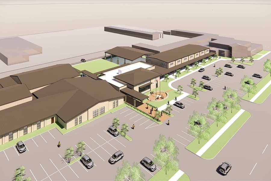 With voter approval of a $21.6 million bond, the city plans to partially demolish and renovate the old church property to create a multipurpose community complex and new city hall. (Rendering courtesy City of Jersey Village)