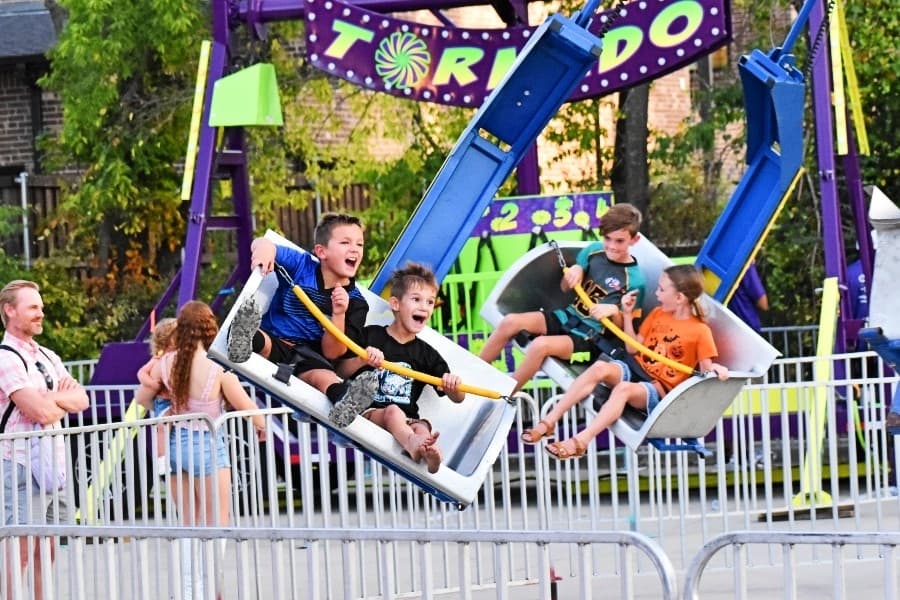 kids having fun on a ride 