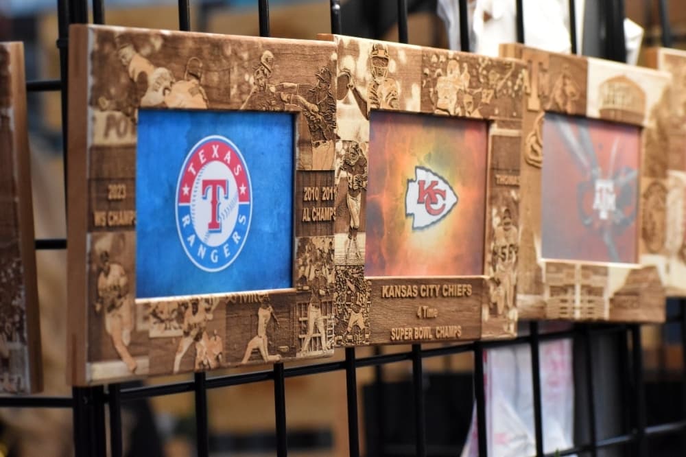 frames with Texas Rangers and Kansas City Chiefs 