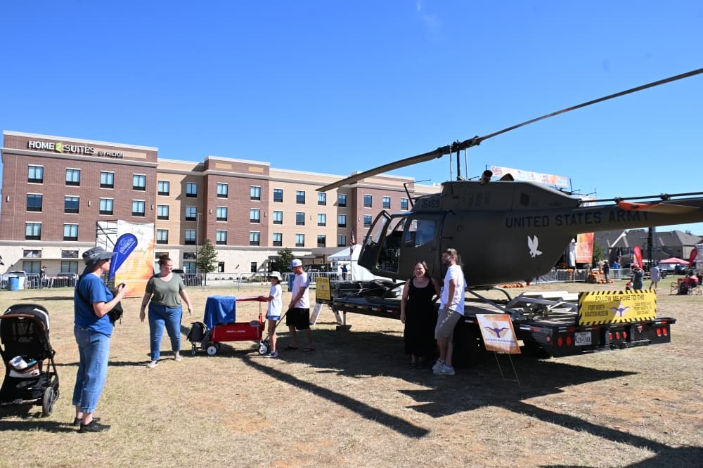 A OH-58 Kiowa helicopter on a trailer